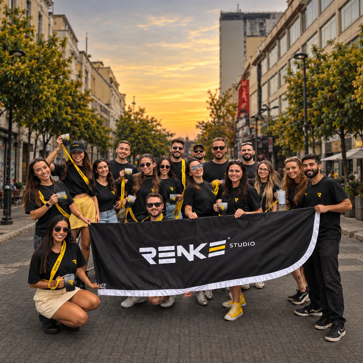 Equipe da Renke Studio ao pôr do sol.